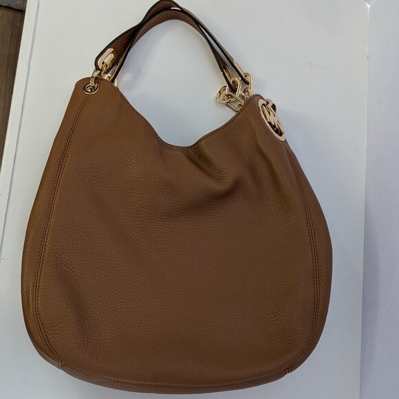 NWT Michael Kors "Fulton" Large Leather Shoulder Tote in Color Acorn. - Picture 2 of 10